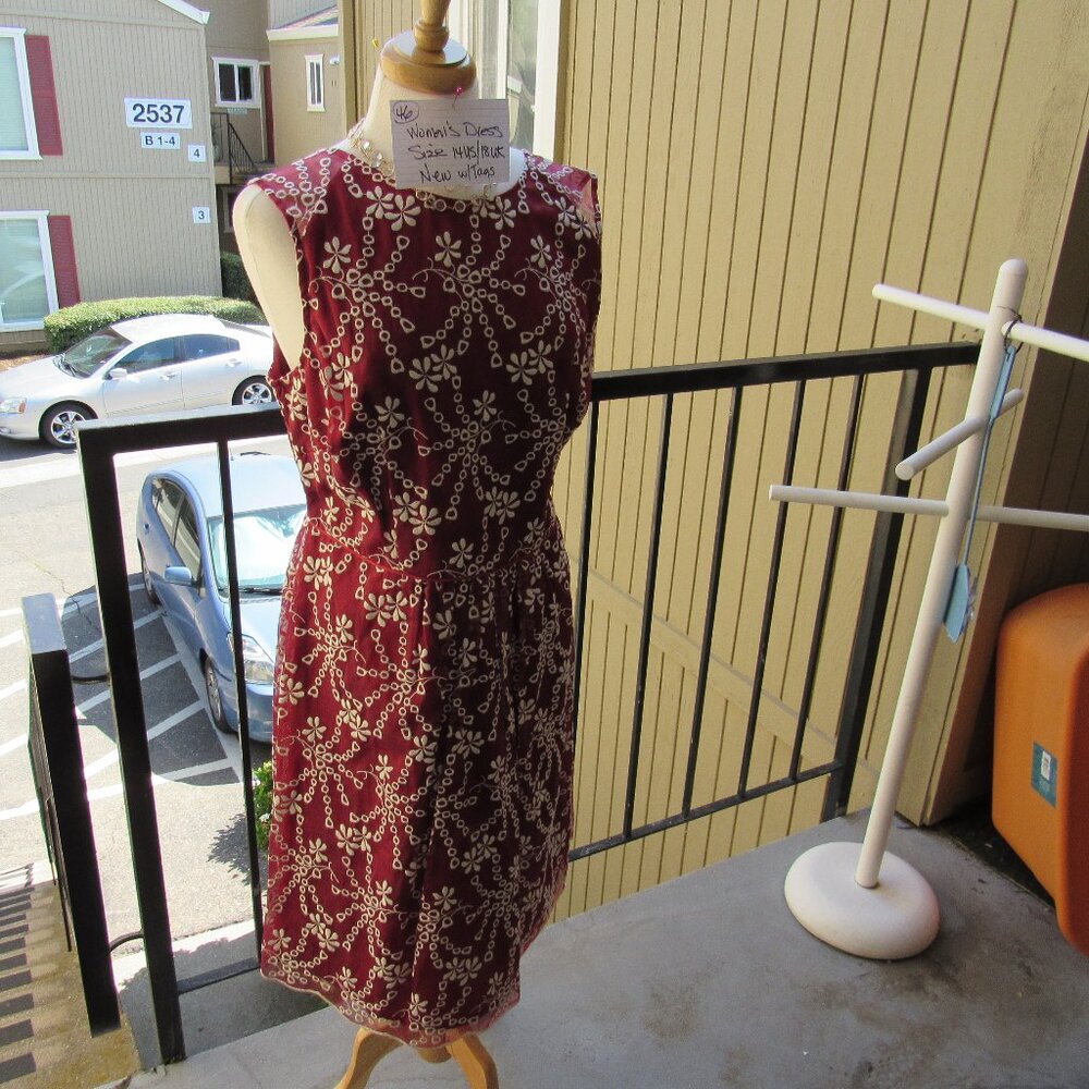 #46  NEW WOMEN'S FLORAL LACE DRESS BY MONSOON  (SIZE 14US / 18UK)